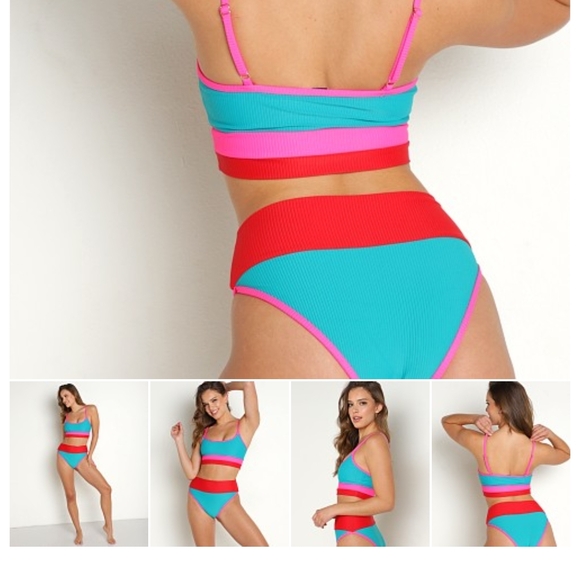 NEW Beach Riot Emmy Bottom Cabana Colorblock - Picture 1 of 4